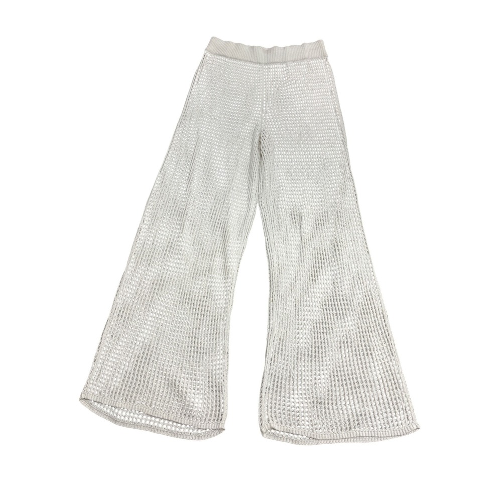 Abercrombie & Fitch Cream Crochet Knit Wide Leg Pants Medium Beach Cover Up